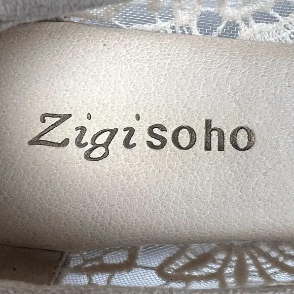 Zigi Soho Sz 6 Embellished Lace Ballet Flats Hypnotize Cream