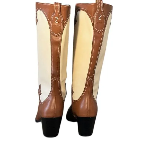 Zodiac Brown/Plaster Western Tall Boots NEW Size 10