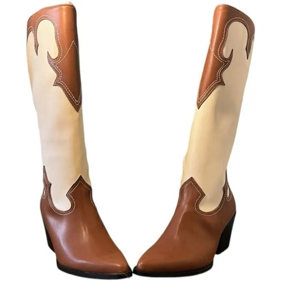 Zodiac Brown/Plaster Western Tall Boots NEW Size 10