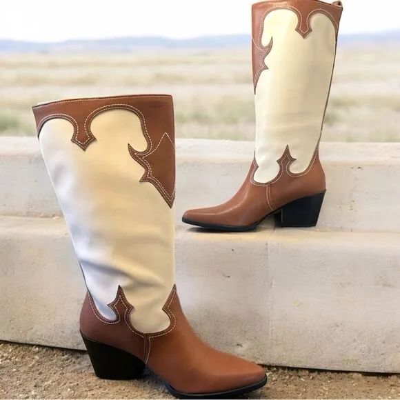Zodiac Brown/Plaster Western Tall Boots NEW Size 10