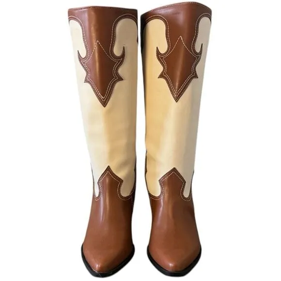 Zodiac Brown/Plaster Western Tall Boots NEW Size 10