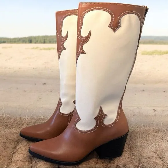 Zodiac Brown/Plaster Western Tall Boots NEW Size 10