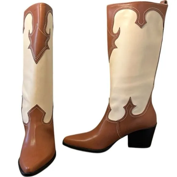 Zodiac Brown/Plaster Western Tall Boots NEW Size 10